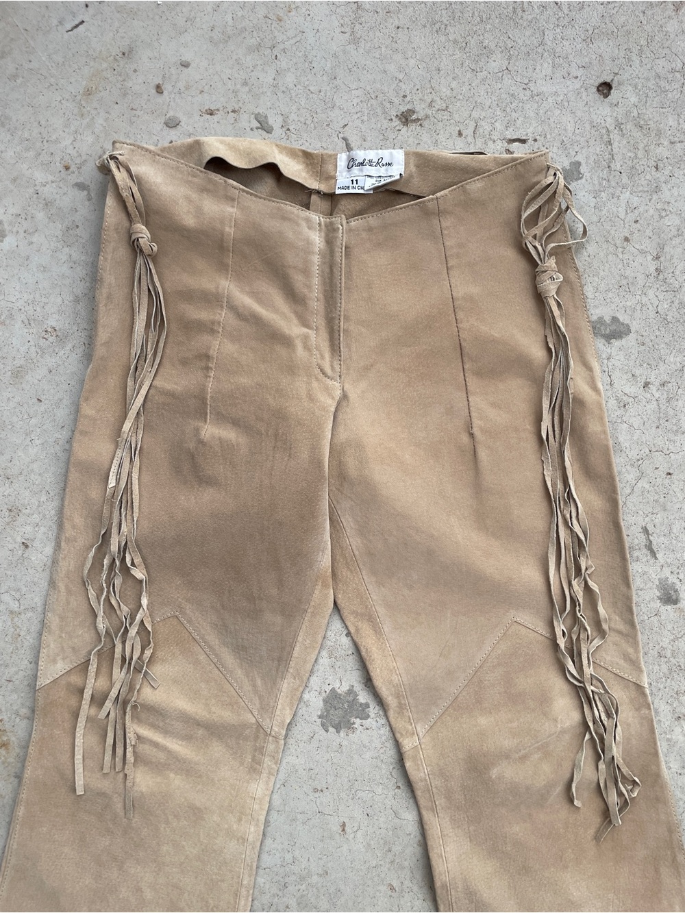 Charlotte Russe RARE Vintage Y2K Western Low Rise Suede Chap Flares - Picture 3 of 7